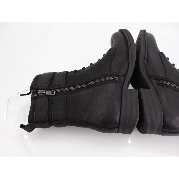 Born Camryn Black Leather Side Zip Lace Up Buckle Boot Women 5.5 Combat Bootie - Picture 6 of 10